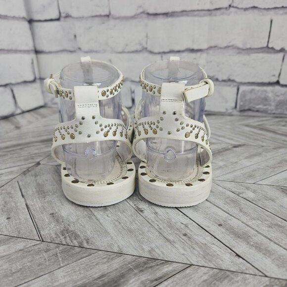 Burberry White Leather Studded Gladiator Sandals Womens US 8 Ankle Strap Shoes - Picture 6 of 16